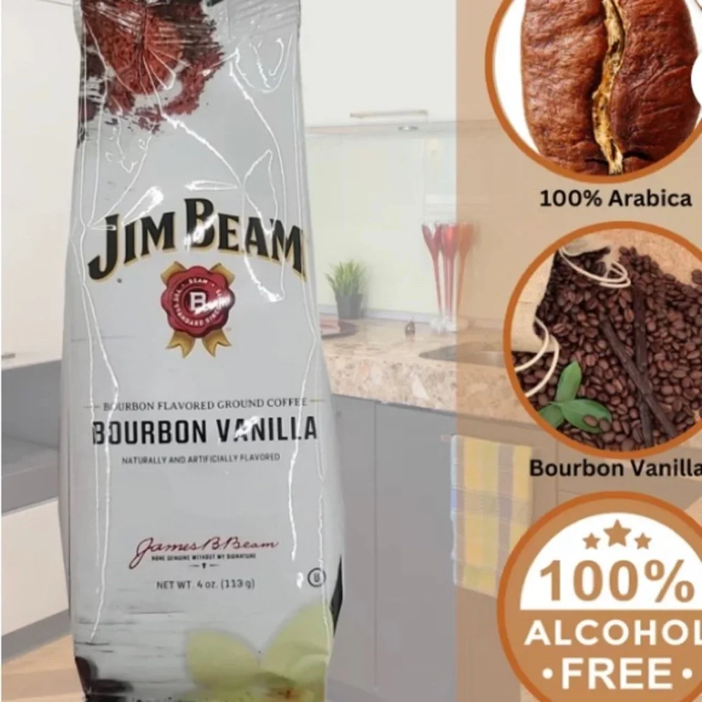 NWT Jim Beam Bourbon Vanilla Flavored Ground Coffee, 100% Arabica Sweet Creamy